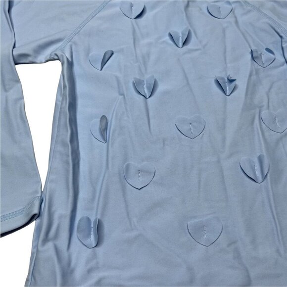 Hanna Andersson Heart Rash Guard Swim Top Girls Light Blue Long Sleeve Size 5 - Picture 7 of 7